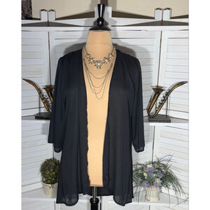 Vintage Y2K Pink Milly cardigan semi sheer black sheer cover up open style sz L